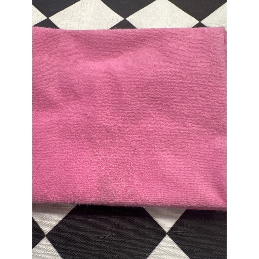 Mud Pie Pink Terry Cloth Cosmetic Bag Pouch GLAM Embroidered Makeup Organizer - Picture 5 of 5